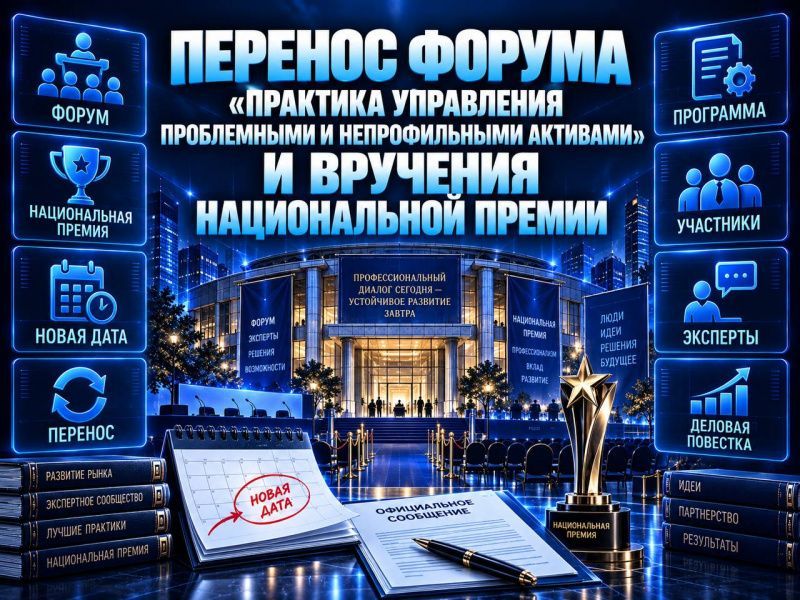 Перенос форума «Практика управления проблемными и непрофильными активами» и вручения Национальной премии